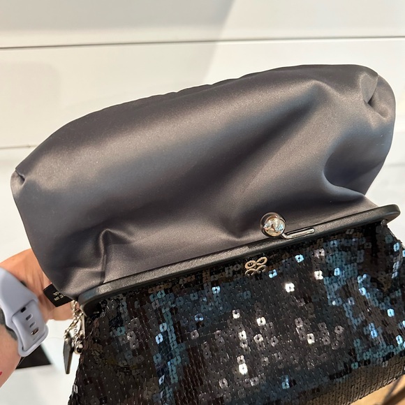 NWOT Coach Limited Edition Large Black Sequin Kisslock Clutch Evening Bag Rare - Picture 12 of 12